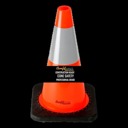 Comfitwear 18 in. Orange Traffic Cones 6 in. 3M Reflective Collars Construction Safety COLFC-180-6-1PK